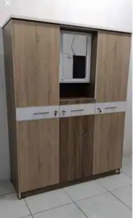 Lemari Pakaian 3 Pintu Kaca Masuk SAJ Sonoma