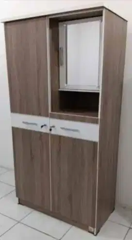 Lemari Pakaian 2 Pintu Kaca Masuk SAJ Sonoma