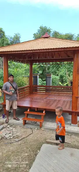 Gazebo kayu kelapa ukuran 3x3 meter