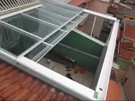 Kanopi atap solarflat buka tutup manual