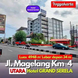 Tanah Jogja Jl.magelang Km4 Utara Hotel Grand Serela Lt 4948 m² ld 34
