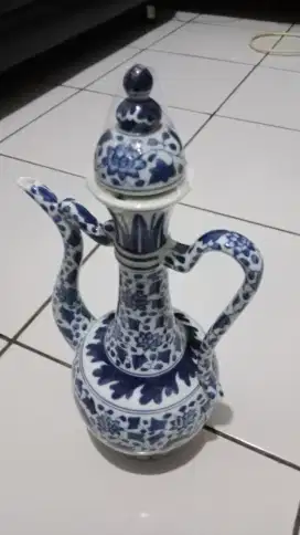 Teko Keramik China Biru Putih
