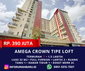 AMEGA CROWN TERMURAH ‼️ Unit Loft Ada Ruang Tamu Siap Huni dekat MERR