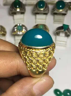 BATU BACAN DOKO LAWASAN ASLI NATURAL MEDIUM MUMBUL RING PERAK CAKEP