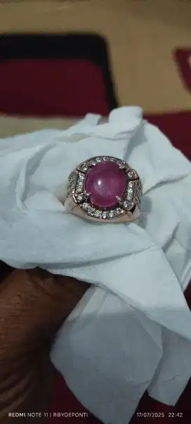 Cincin permata Ruby Ikatan Perak Rosse Gold