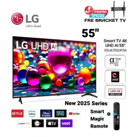 New 2025! LG UHD AI 4K 55 Inch - Smart TV 55UA7550 AI Black Remote HDR
