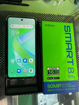 INFINIX Smart 8 PRO Ram 8/128gb black segel original (BERGARANSI)