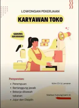 Dicari karyawan toko serabutan