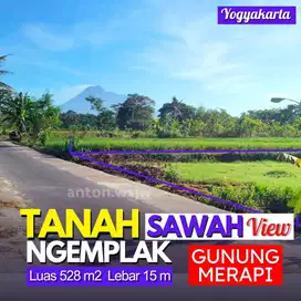 Tanah Murah Jogja Utara di Ngemplak view Merapi Lt 528 m2 lb 15 m SHM