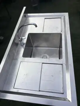 Sink 1 lubang plus ice bin 110x60x85, Lubang sink 35x40x30