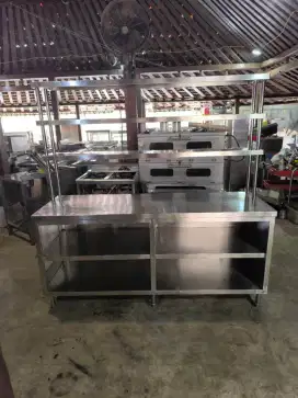 Meja kabinet tanpa pintu with upperself 180×60×85 upperself 180×25×96