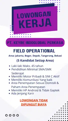 DIBUTUHKAN TIM OPERASIONAL LAPANGAN