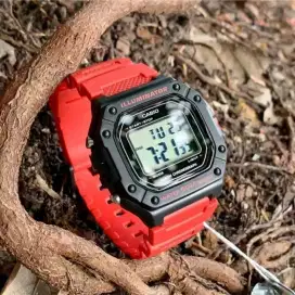 New Casio W-218H-4BVDF Red Resin Keren