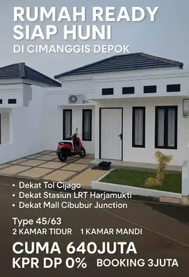 Rumah minimalis kaum milenial - lokasi strategis dekat tol Cisalak
