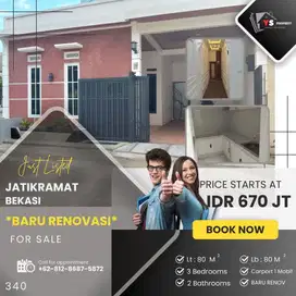 JATIKRAMAT RUMAH DALAM KOMPLEK BARU SELESAI RENOV HARGA 600 AN 340