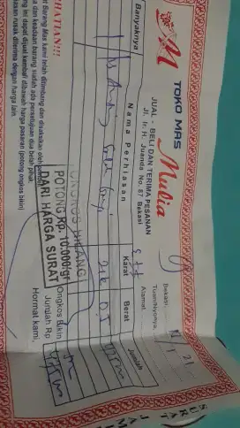 Terima mas dari toko lain dengan harga tinggi