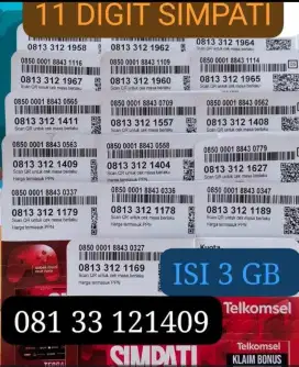 NOMOR CANTIK SIMPATI 11 DIGIT ISI 3 GB NASIONAL BERLAKU SATU BULAN.