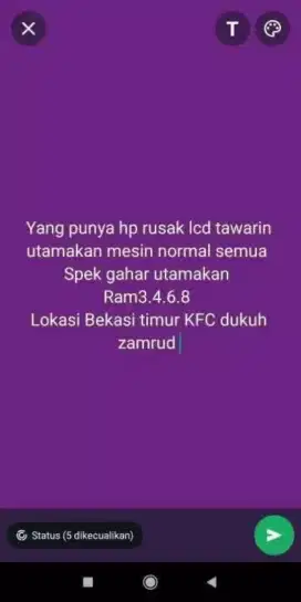 Cari hp rusak lcd layar ancur