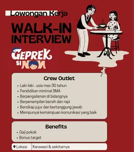 Loker Crew Outlet dan Event