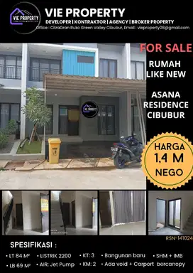 DIJUAL DIBAWAH PASARAN, RUMAH LIKE NEW DI ASANA RESIDENCE