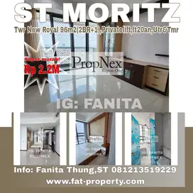 Murah banget!Dijual Apt ST MORITZ Twr New Royal 96m2(2BR+1),Lt20an