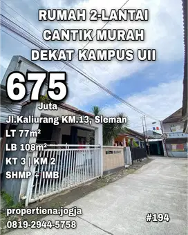 RUMAH 2-LANTAI CANTIK MURAH DEKAT KAMPUS UII