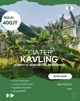 DIJUAL TANAH KAVLING CIATER , SERPONG