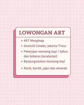 LOWONGAN KERJA ART