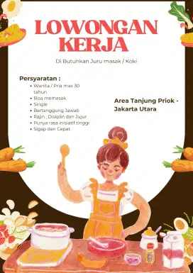 Di Butuhkan Tukang Masak / Koki