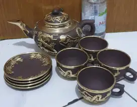 tea set cina antik terakota motif naga