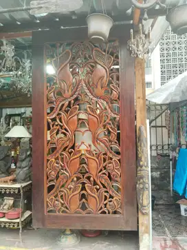 Pajangan Tembok motif bunga tulip full jati 250 x 125 cm