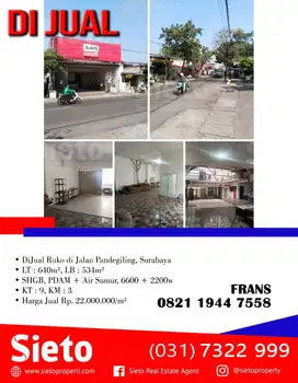 DiJual Ruko di Jalan Pandegiling, Surabaya