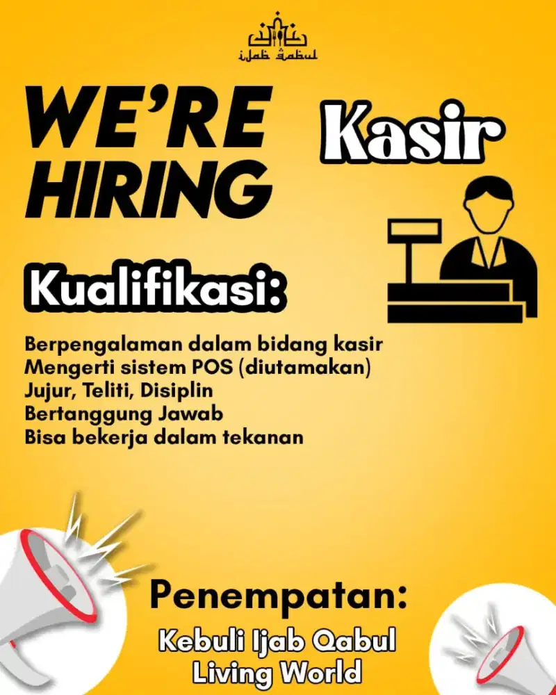 Dibutuhkan Kasir & Cook Restoran Siap Saji