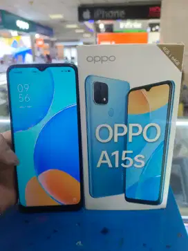 Jual handphone second Oppo A15s.Rom 4/64gb.warna biru lengkap.
