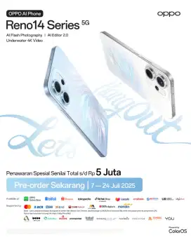 Pre Order OPPO Reno 14 Series , Cicilan 0% , Tanpa DP