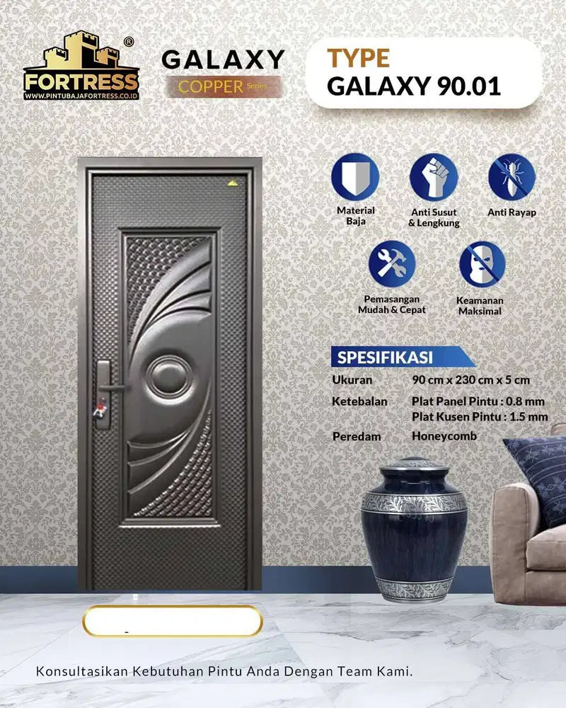 Pintu Baja Fortress Tipe Galaxy ukuran 90x230x5