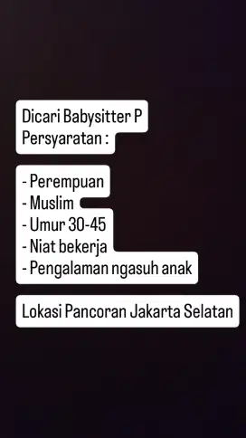 Dicari Babysitter PP