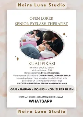 Lowongan Kerja Senior Eyelash Therapist Loker Bekasi