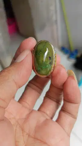 Batu Cincin Akik Permata Natural Turquoise Pirus Hubei Cakep