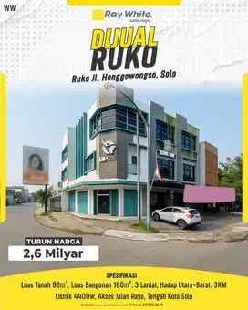 Dijual Ruko Hook 3 Lantai Di Laweyan Tengah Kota Solo
