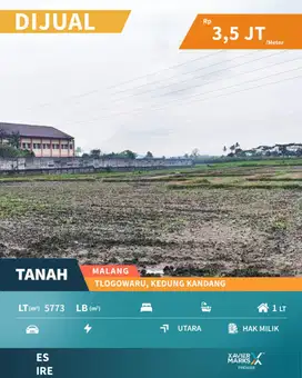 Dijual Tanah Siap Bangun di Tlogowaru Kedung Kandang Malang