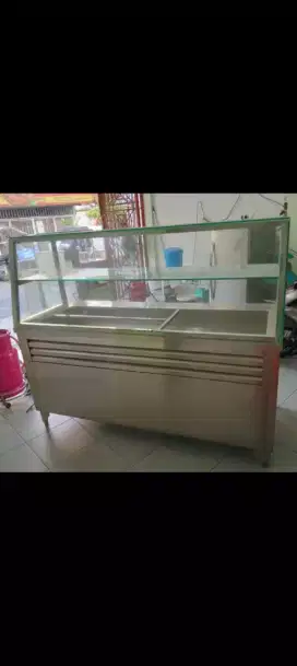 Etalase stainless jualan nasi sayur