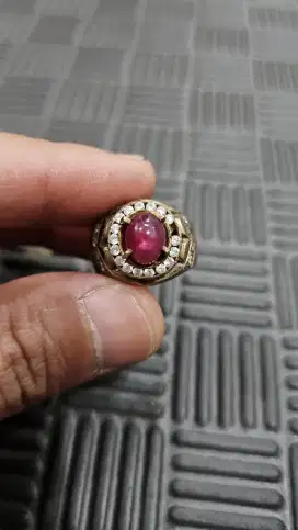 Batu permata Ruby koleksi pribadi barang lawas ring perak