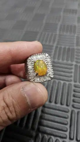 Batu permata Kalimaya white opal ring perak handmade