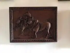 Ukiran kayu Karapan sapi satu papan