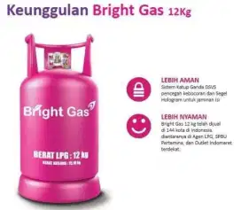 2 Tabung Gas 12 Kg, Bright Gas Pink