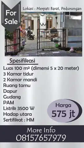 Dijual Cepat BU Rumah di Pedurungan