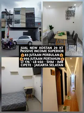 JUAL KOST KOSAN BARU 29 KAMAR DI CIPETE KEBAYORAN BARU JAKARTA SELATAN