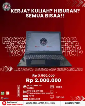 LENOVO IDEAPAD 330-151CH INTEL CORE I5-8300H RAM 12 GB SSD 512GB