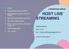 Dibutuhkan segera Host Live Streaming